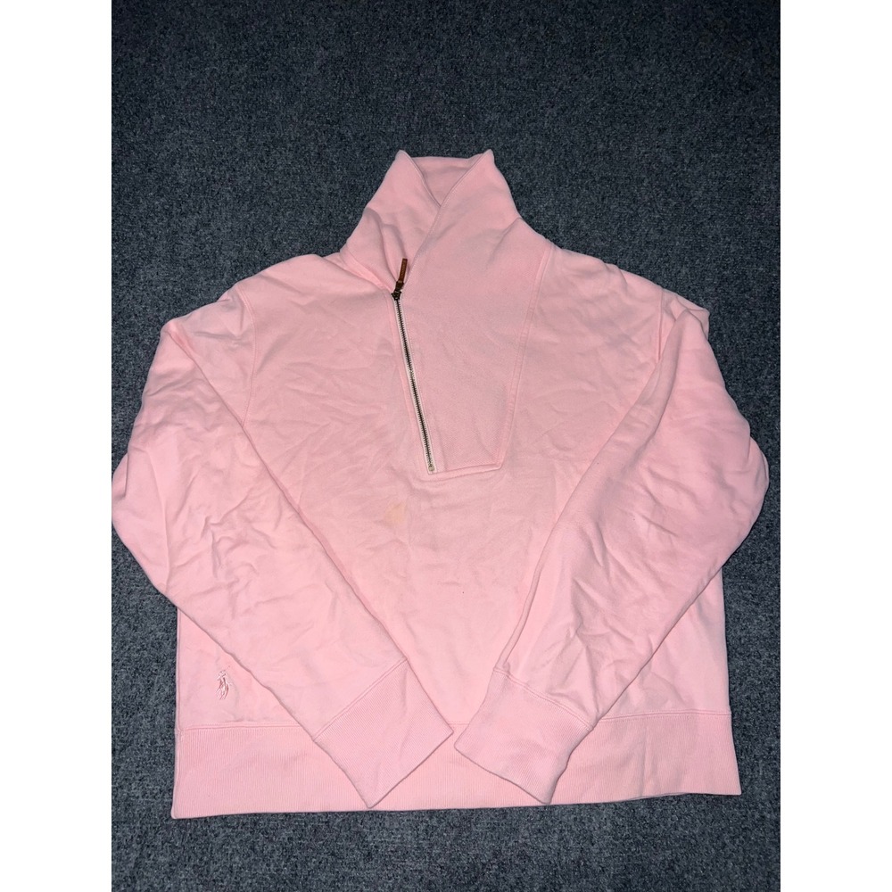 Ralph Lauren Sport Pink Quarter Zip Sweatshirt XL Cotton Blend Pullover